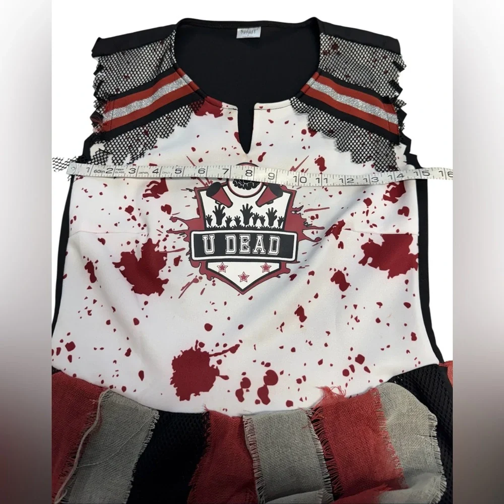 Zombie Cheerleader Red Splatter Spirit of Halloween Dress Size Medium